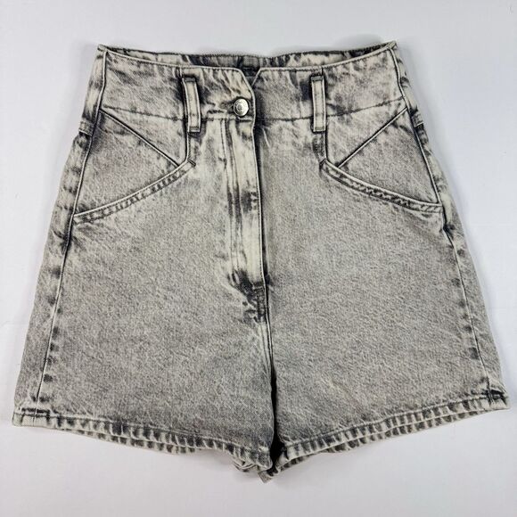 IRO Pants - IRO Paris Womens Faded‎ Denim Shorts Dark Grey High Rise Loose Fit Size S (4)
